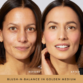 LAURA GELLER NEW YORK Baked Blush-N-Brighten open, marbleized coral-gold-pink for natural radiance