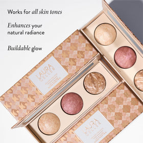 LAURA GELLER NEW YORK blush pan texture close-up delivering buildable, fresh color