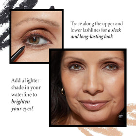 LAURA GELLER model applying Brown Sugar along lashline for subtle definition