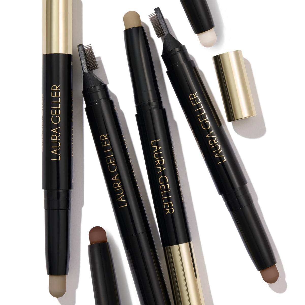 LAURA GELLER NEW YORK clear packaging label highlighting product benefits and shade