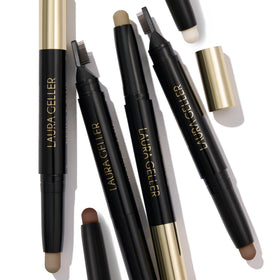 LAURA GELLER NEW YORK clear packaging label highlighting product benefits and shade