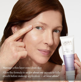 LAURA GELLER NEW YORK split-face before and after showing visible pore blur and luminosity
