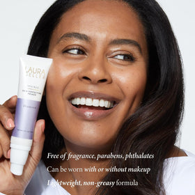 LAURA GELLER NEW YORK ingredient label close-up highlighting hyaluronic and botanical actives