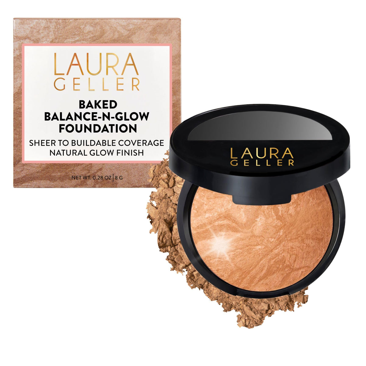 LAURA GELLER front compact showing golden medium shade and natural glow benefit