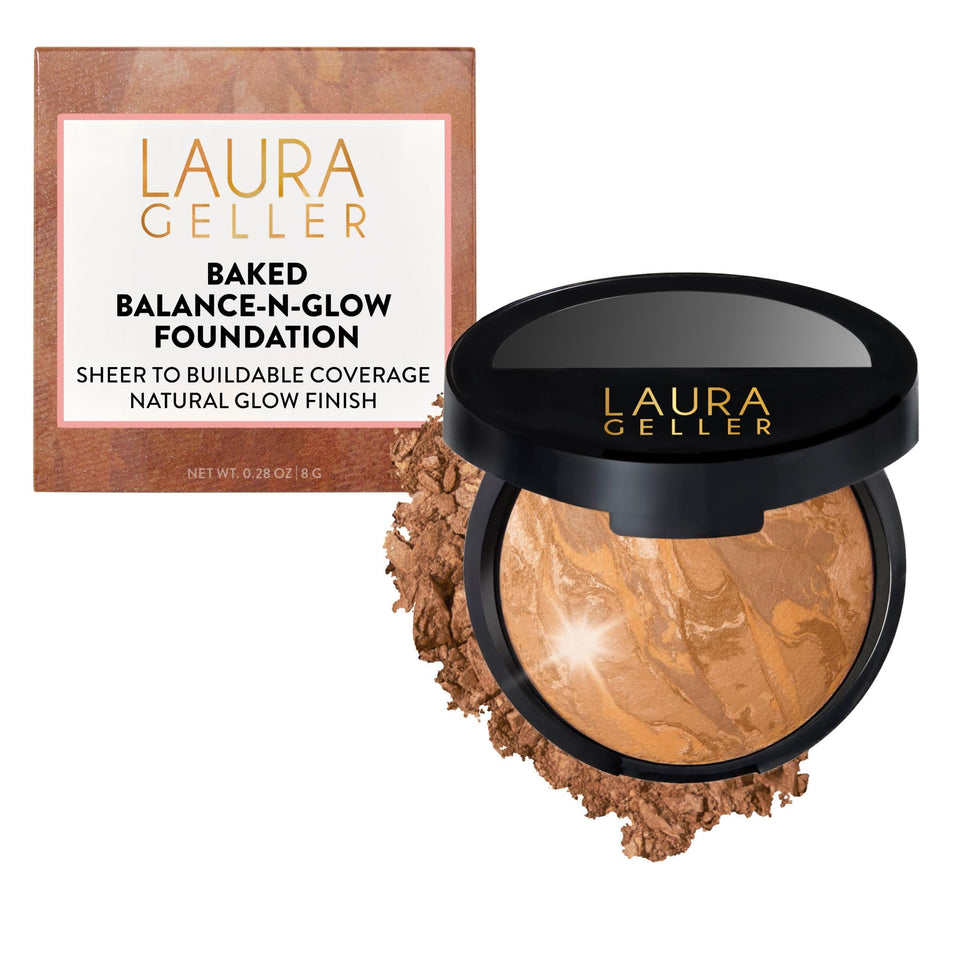 LAURA GELLER front pan in Sand showing satin finish and buildable coverage
