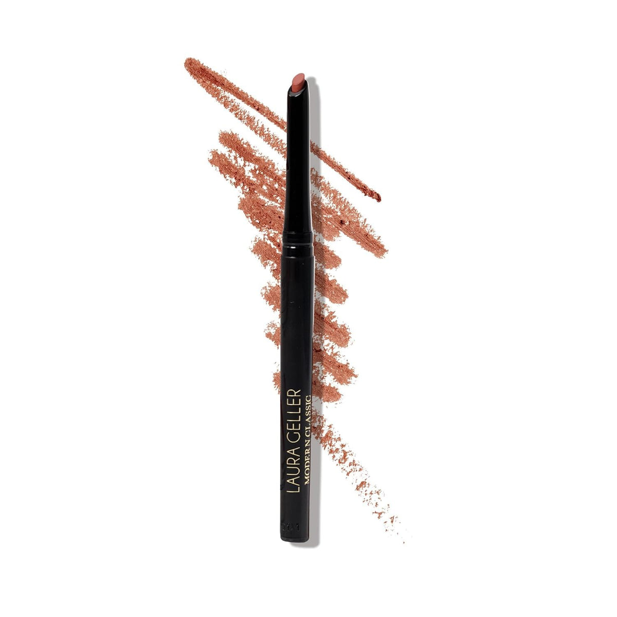 LAURA GELLER NEW YORK lip liner front view showing sleek pencil and color benefit