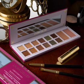 LAURA GELLER NEW YORK palette held in hand illustrating compact size and travel ready benefit