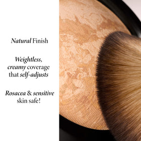 LAURA GELLER powder being applied with brush for even coverage and buildability