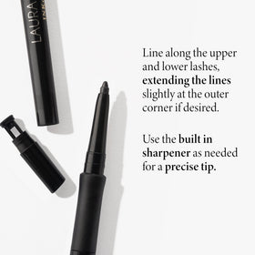 LAURA GELLER NEW YORK eyeliner applied to upper lashline demonstrating clean definition