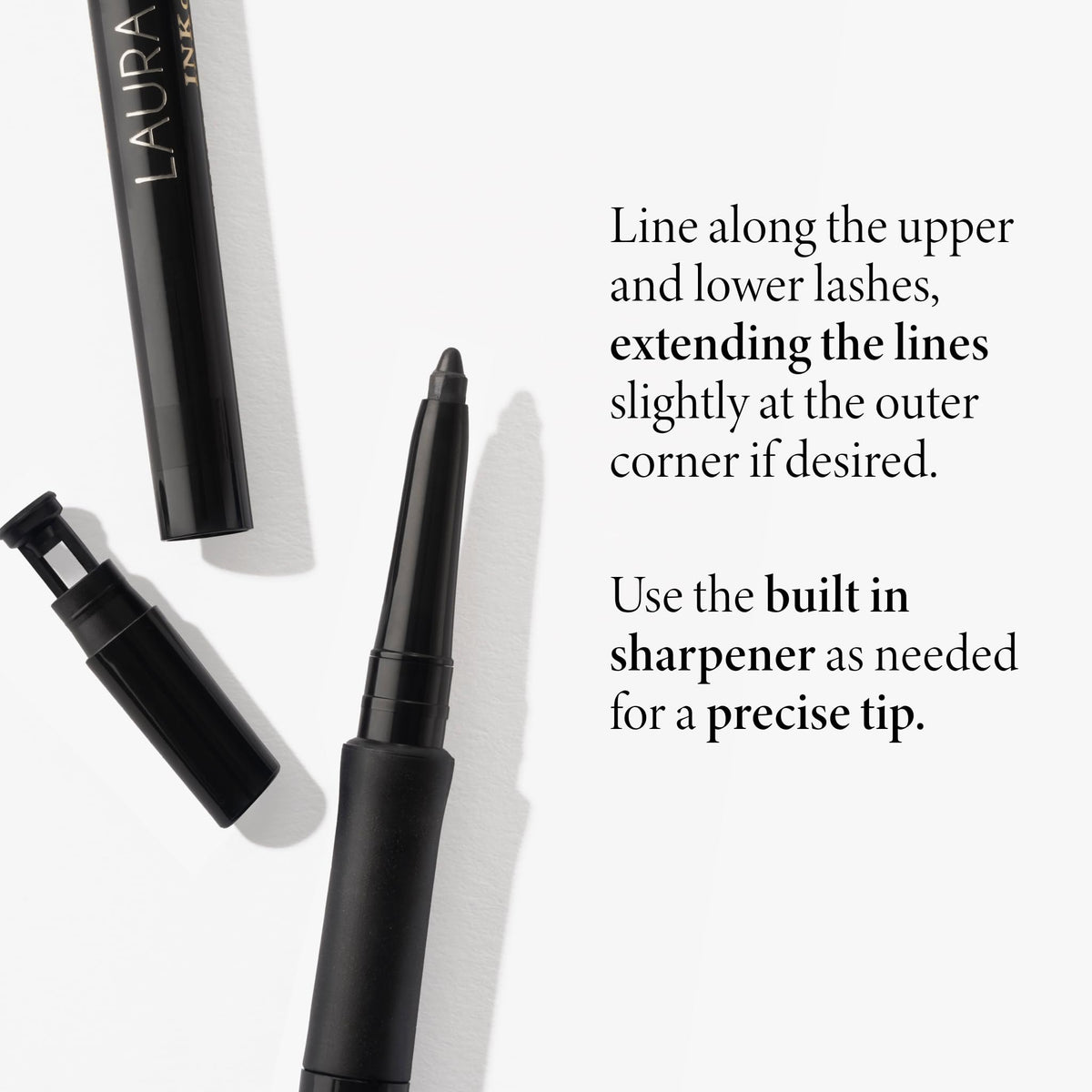 LAURA GELLER NEW YORK eyeliner applied along lashline for defined eye look