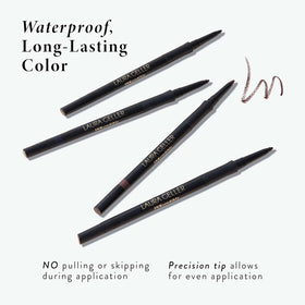 LAURA GELLER lifestyle scene with pencil in makeup bag for travel-ready
