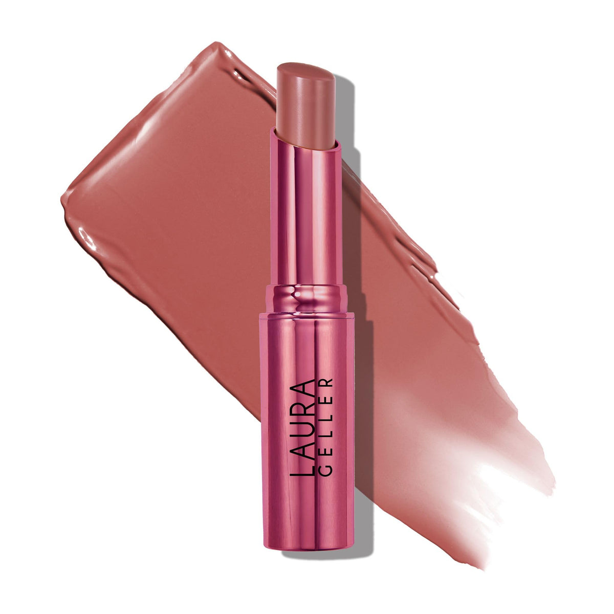 LAURA GELLER NEW YORK front stick view showing sleek balm and immediate color payoff