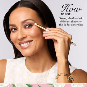 LAURA GELLER NEW YORK satin shade swatch reflecting soft luminosity on eyelid