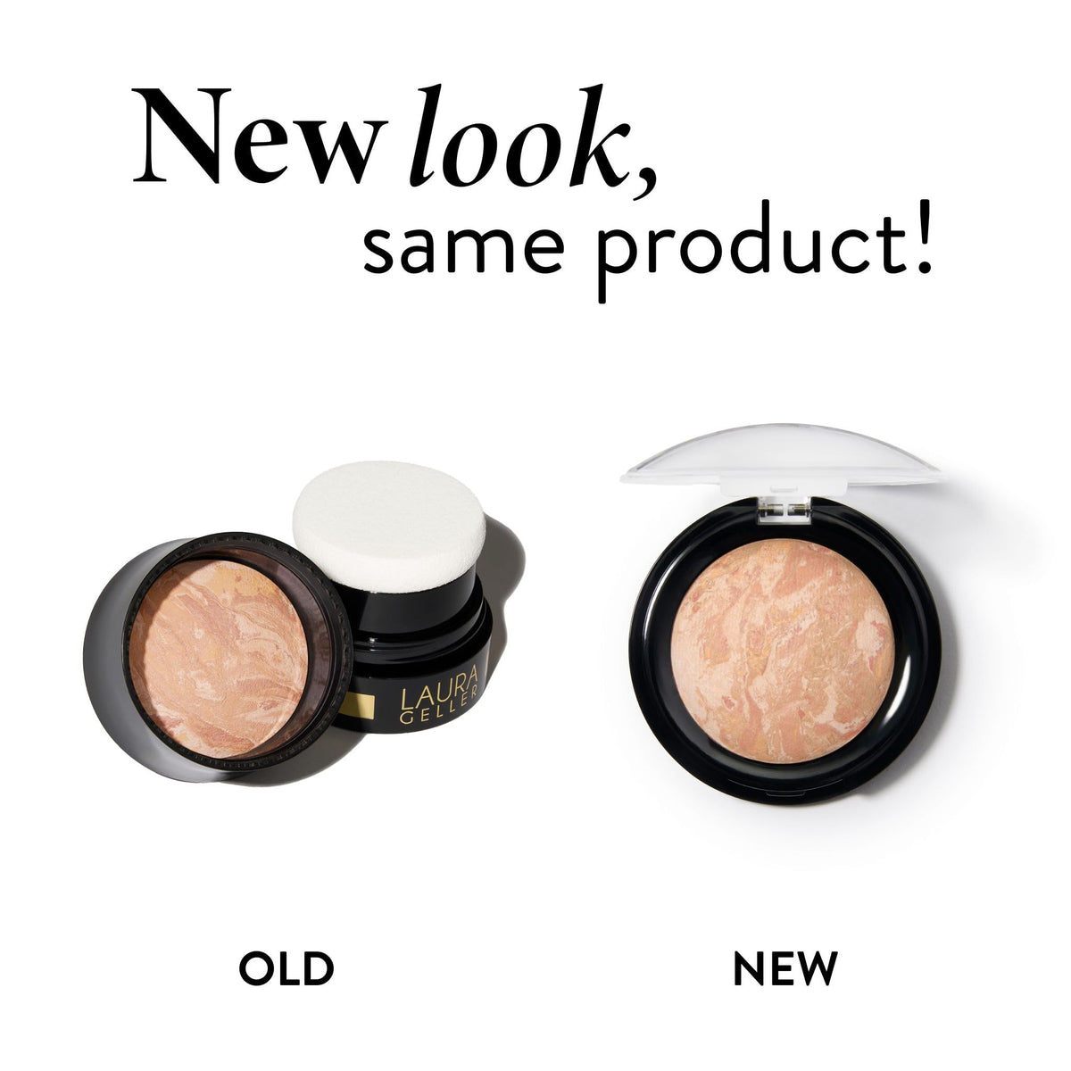 LAURA GELLER close-up of baked marble pan highlighting self-adjusting pigments