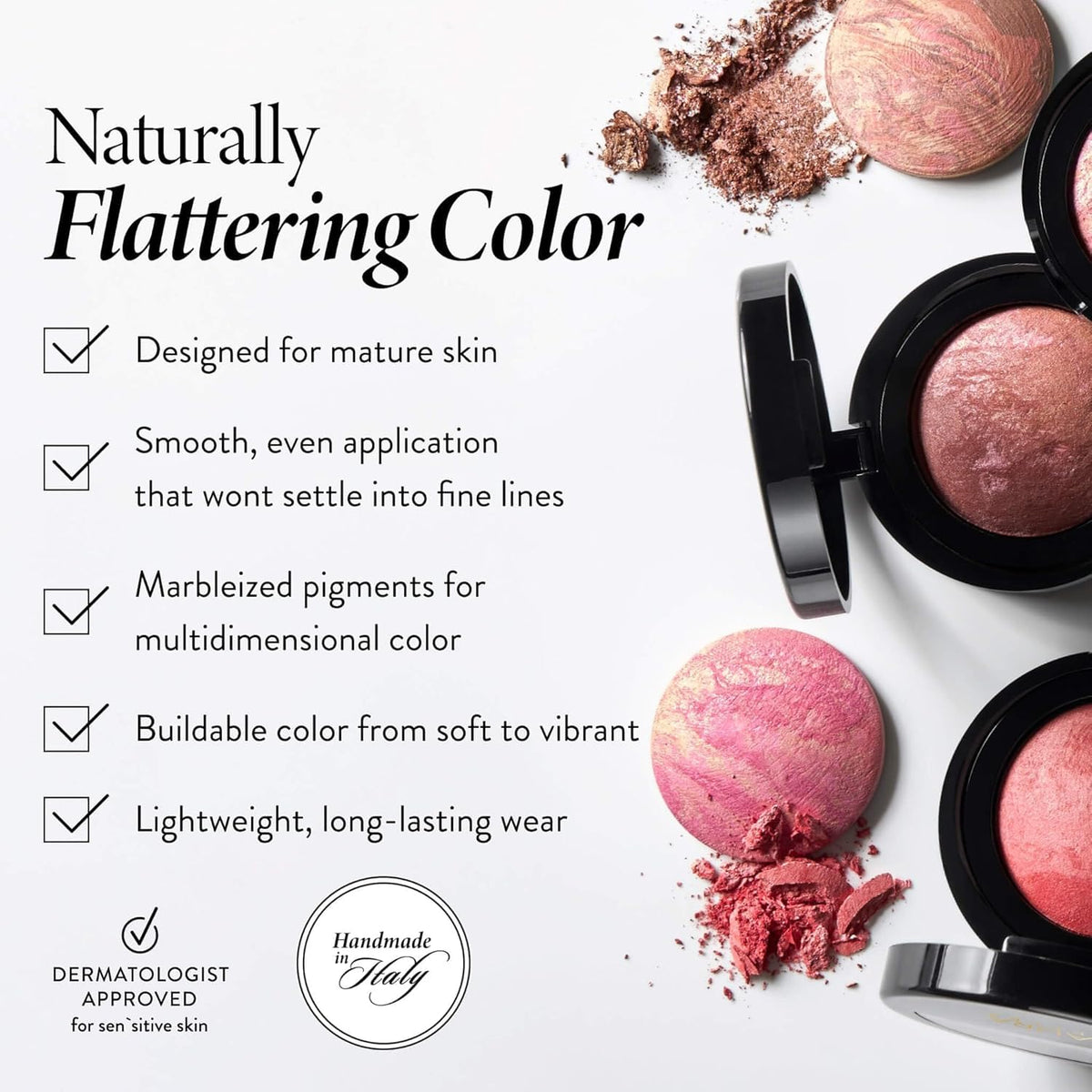 LAURA GELLER NEW YORK marbleized powder close-up highlighting luminous finish