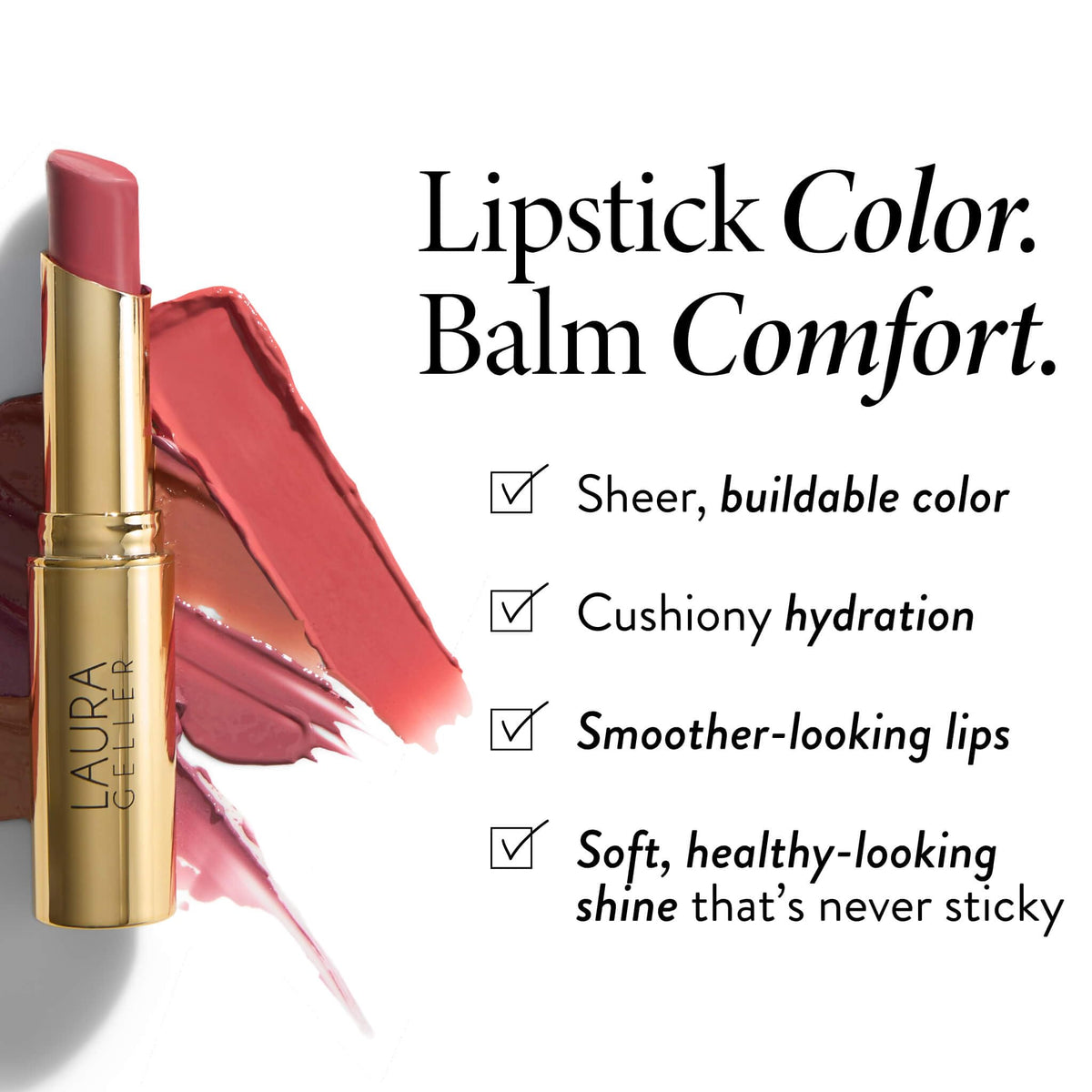 LAURA GELLER NEW YORK open cap revealing balm tip for precise application and convenience