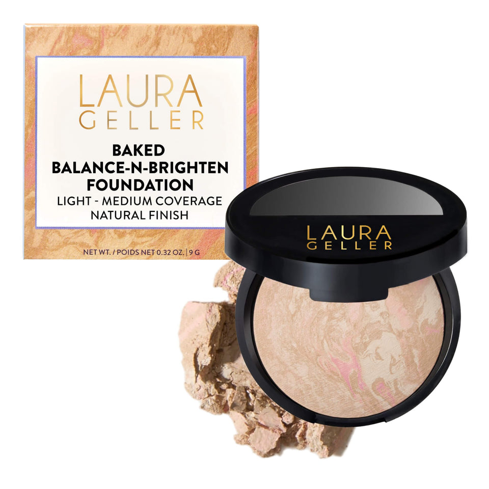 LAURA GELLER NEW YORK compact front view shows elegant packaging and easy travel use