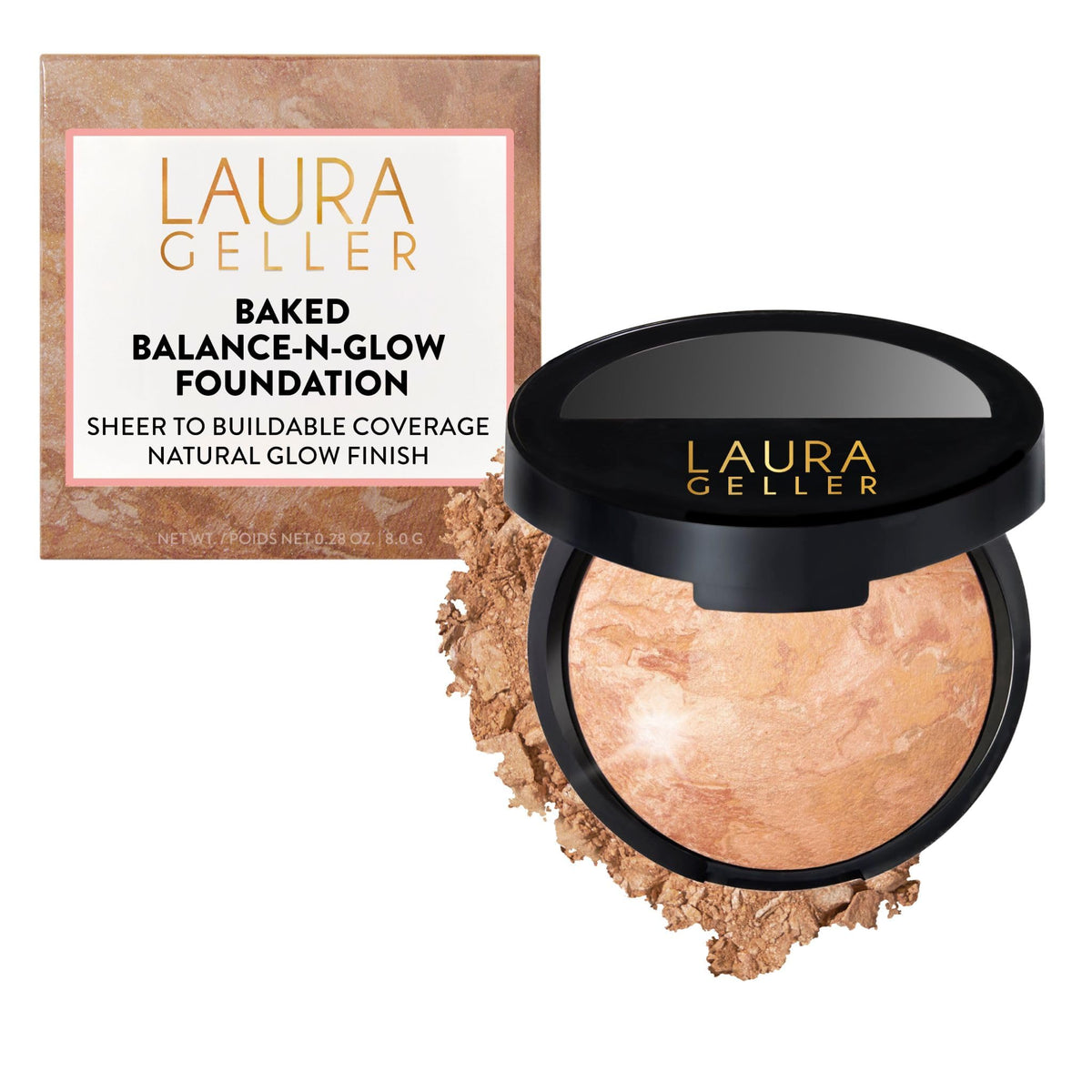 LAURA GELLER NEW YORK compact front view shows portable radiant finish