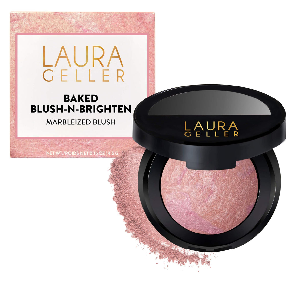 LAURA GELLER NEW YORK front pan of Ethereal Rose blush showing color and brand