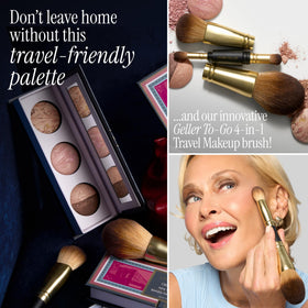 LAURA GELLER NEW YORK eyeshadow duo open to reveal light lid shade and deeper crease tone