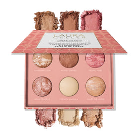 LAURA GELLER NEW YORK open palette showing two blushes two bronzers two highlighters for versatile looks