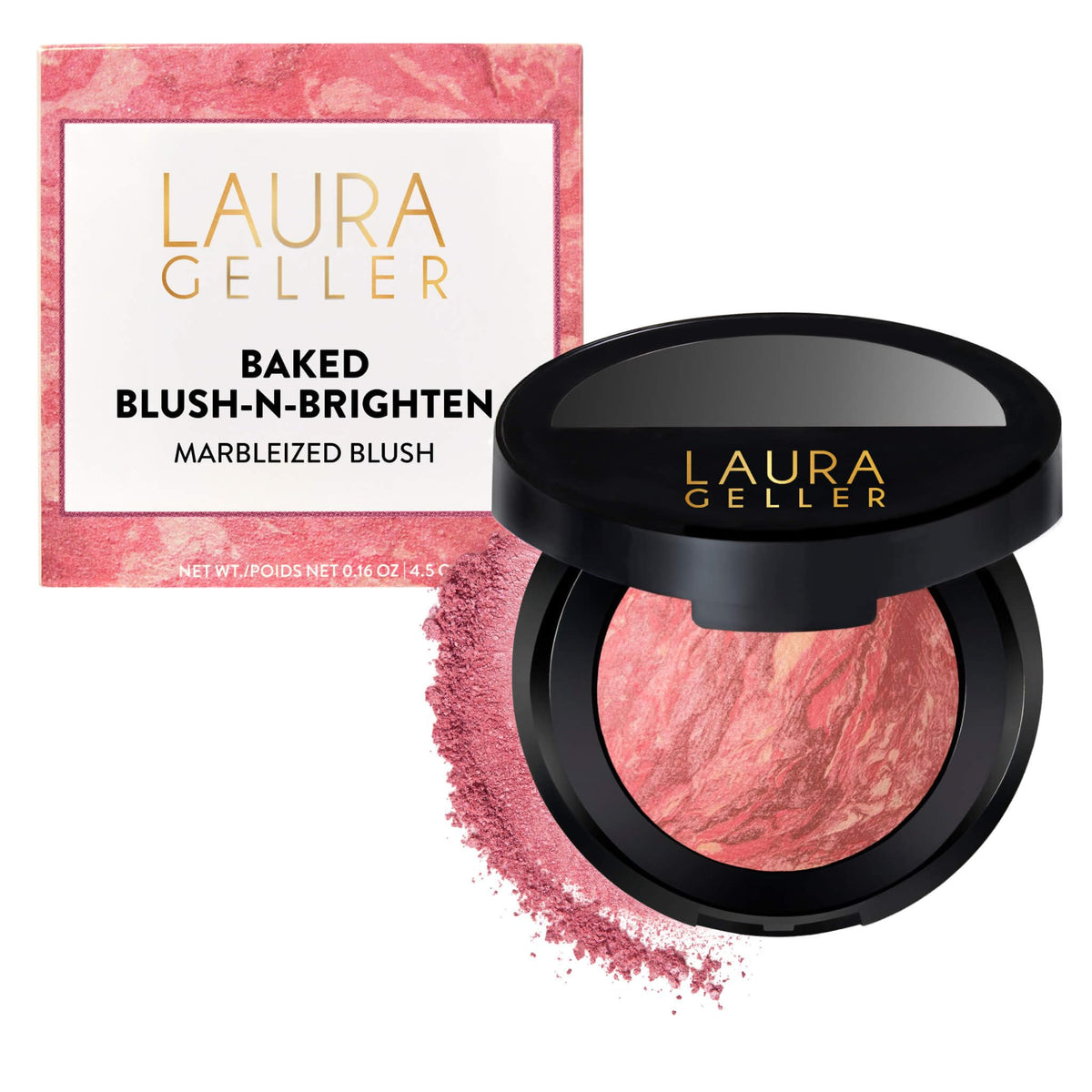 LAURA GELLER NEW YORK compact front view showing sleek packaging and portable benefit