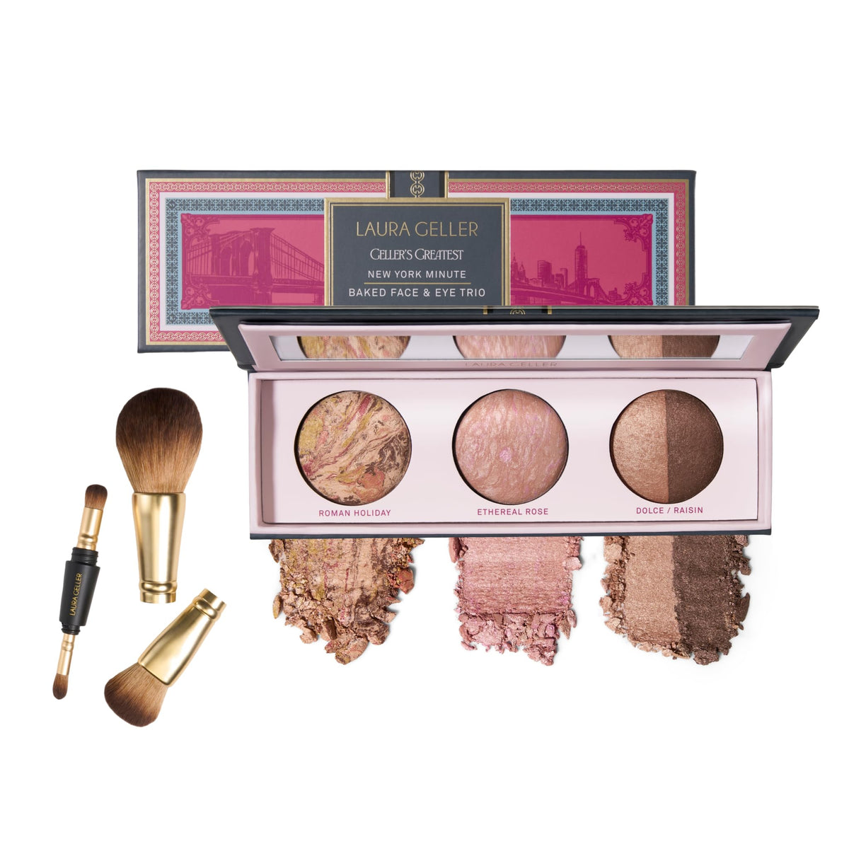 LAURA GELLER NEW YORK front packaging showing complete kit, convenient travel-ready set