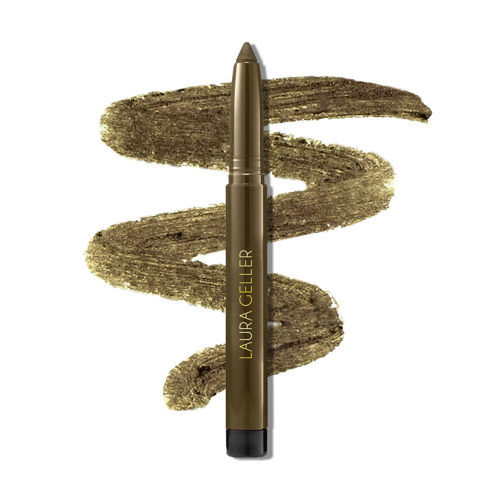LAURA GELLER NEW YORK pencil front packaging showing olive shade and brand benefits