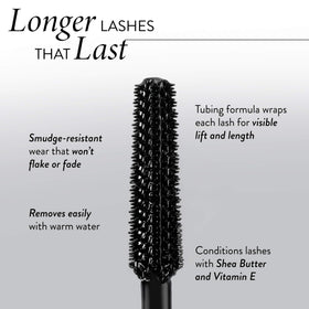 LAURA GELLER NEW YORK before and after lashes demonstrating lifted, longer look