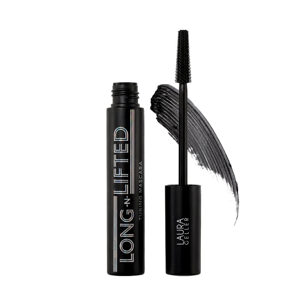 LAURA GELLER NEW YORK front tube packaging showing sleek black design and benefits