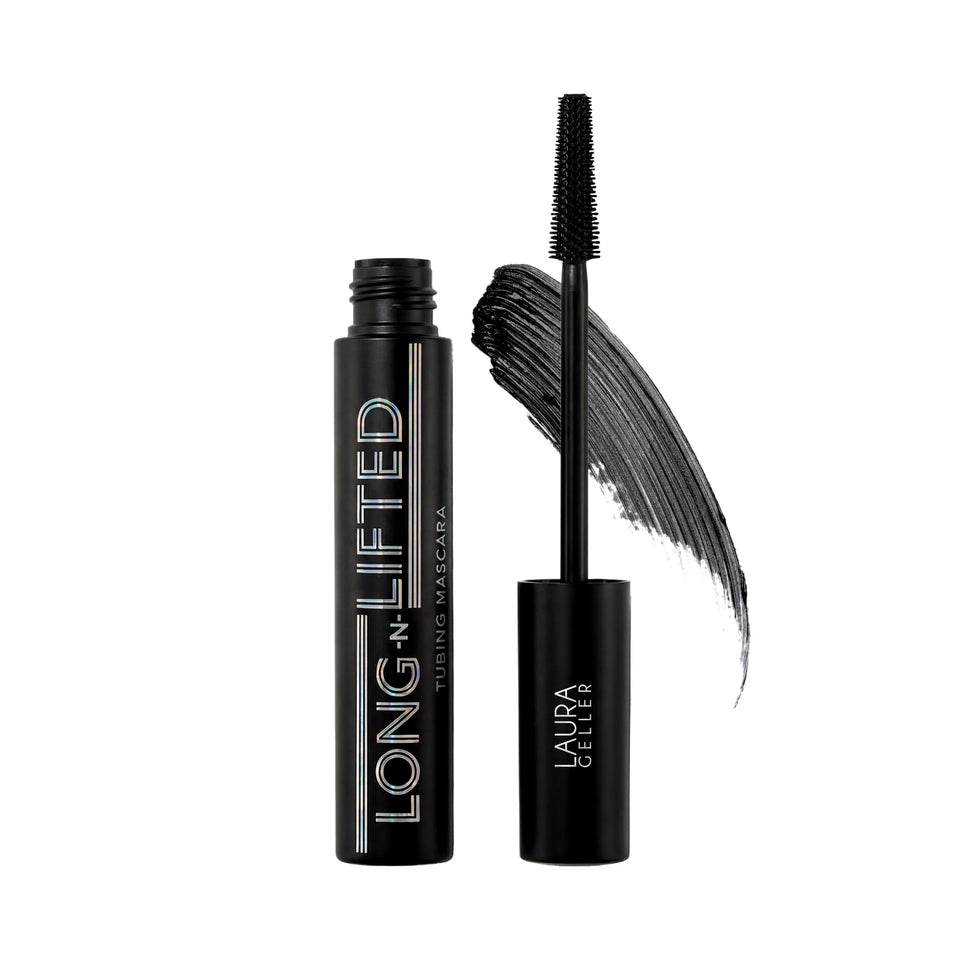LAURA GELLER NEW YORK front tube packaging showing sleek black design and benefits
