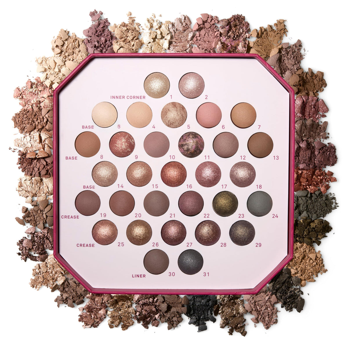 LAURA GELLER NEW YORK front compact view shows organized 31 shades and portability