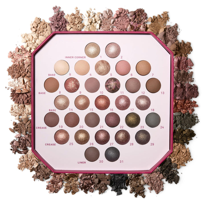 LAURA GELLER NEW YORK front compact view shows organized 31 shades and portability
