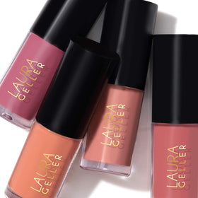 LAURA GELLER NEW YORK applied on lips showing sheer tint and reflective shine benefit