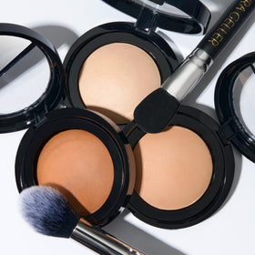 LAURA GELLER packaging and label showing ingredients and light/medium shade benefit