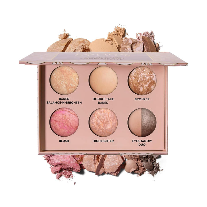 LAURA GELLER palette front open showing all shades and portability benefit