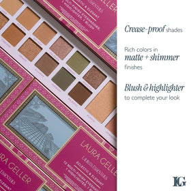 LAURA GELLER NEW YORK open palette top-down display showing twelve shadows and face powders