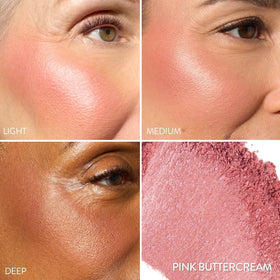 LAURA GELLER pan close-up revealing pink buttercream sheen
