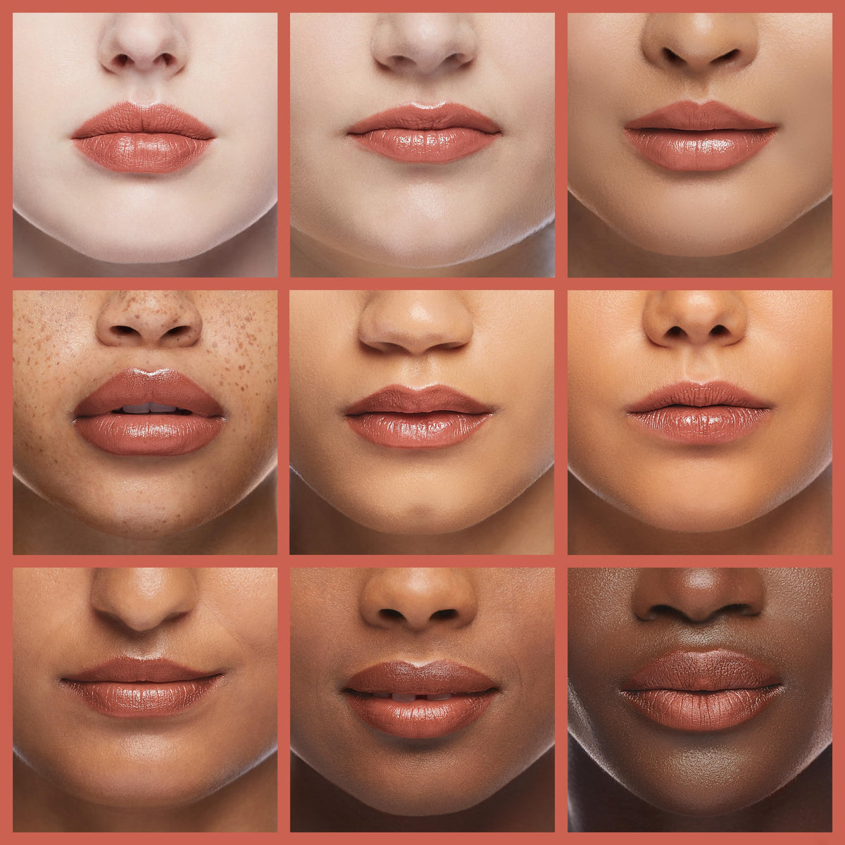 LAURA GELLER Peach Bellini applied on lips in lifestyle scene, shows natural multi-tonal color