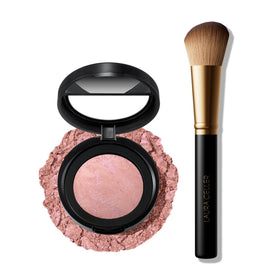 LAURA GELLER NEW YORK front compact showing Ethereal Rose shade and brush for travel