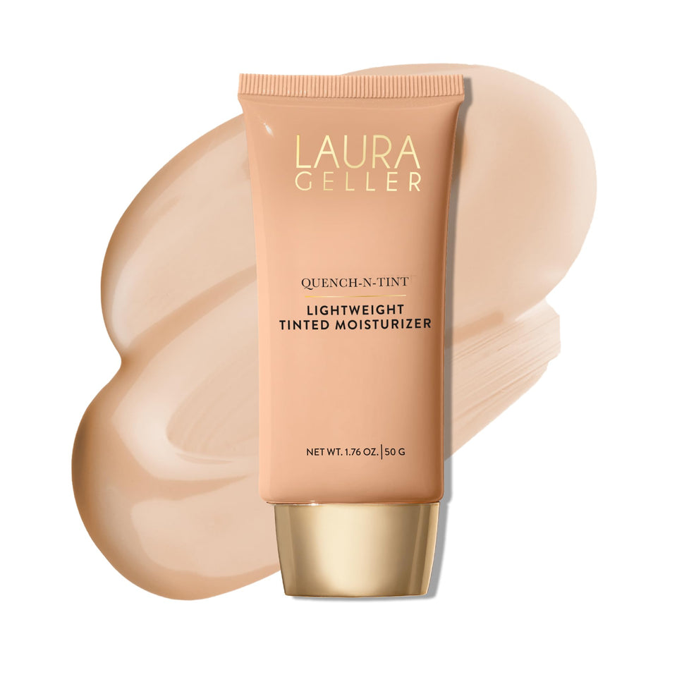 LAURA GELLER NEW YORK front packaging showing slim tinted moisturizer for easy dispensing