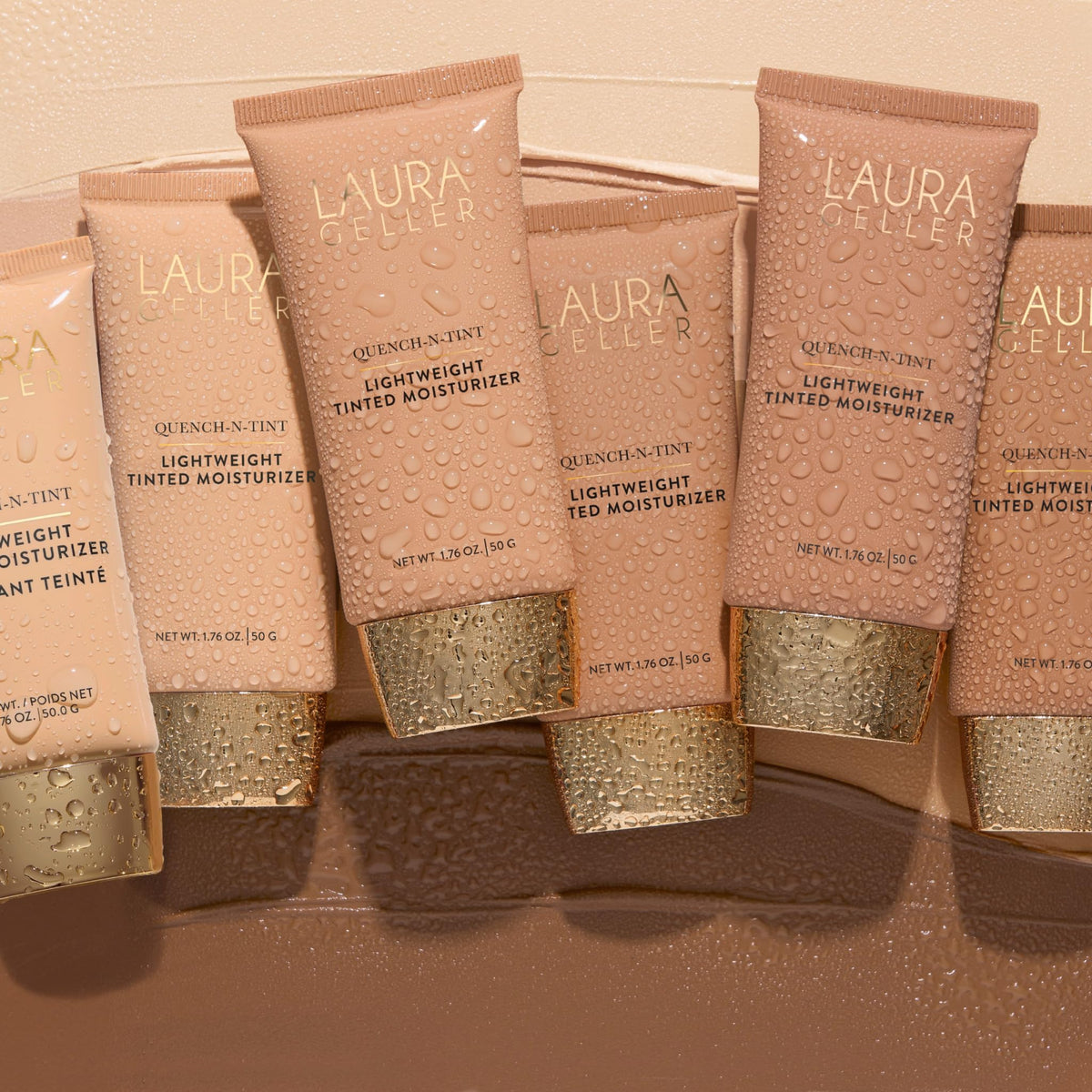 LAURA GELLER NEW YORK lifestyle on vanity demonstrating everyday hydrating glow