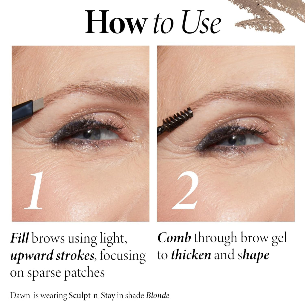 LAURA GELLER NEW YORK before and after brows showing fuller natural-looking arches