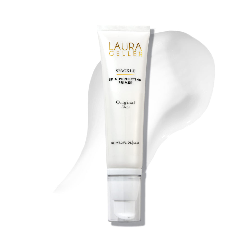 LAURA GELLER NEW YORK primer bottle front view shows sleek packaging and clear formula benefits