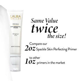 LAURA GELLER NEW YORK primer sitting on bathroom vanity suggesting daily skincare routine