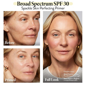 LAURA GELLER texture swipe of clear primer showing smooth, dewy finish