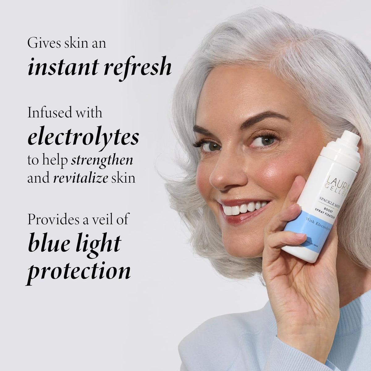 LAURA GELLER close-up droplet on skin showing hydration and plumping benefit