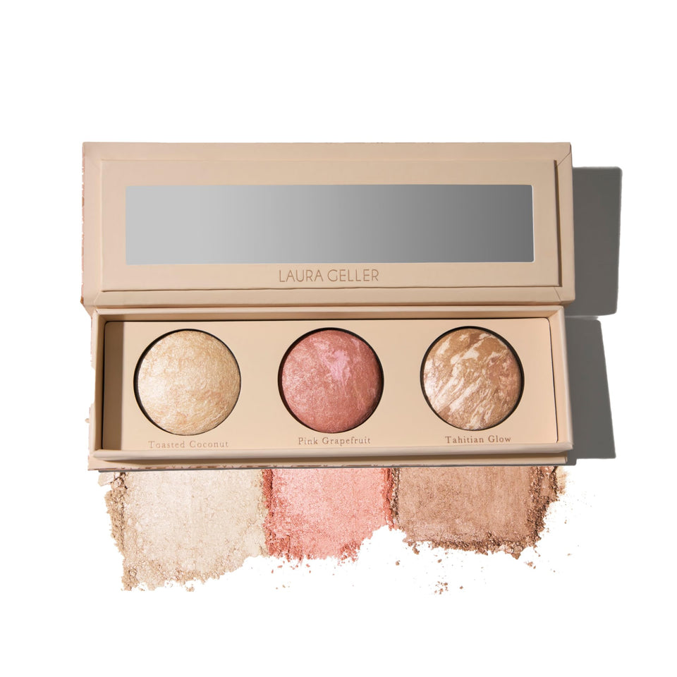 LAURA GELLER NEW YORK compact front showing three baked shades and portable convenience