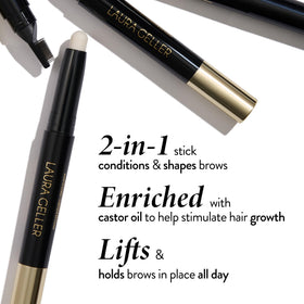 LAURA GELLER NEW YORK wax stick closeup showing tinted taupe wax for shaping