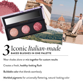 LAURA GELLER NEW YORK palette in hand conveying travel-friendly compact size